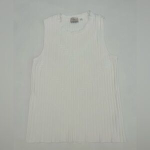 Elite Tahari women’s ribbed sweater tank crew neck ivory medium